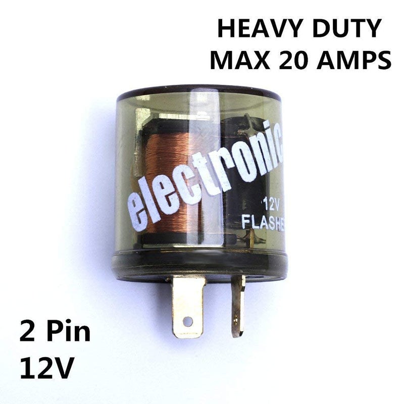 VOFONO 2-Pin Electric Flasher Relay, 12V Heavy Duty 2 Pin Compatible Automobile Motorcycle Bike Scooter Fix Turn Signal Bulbs Fast Hyper Flashï¼ŒTwo Prong Round - Image 2